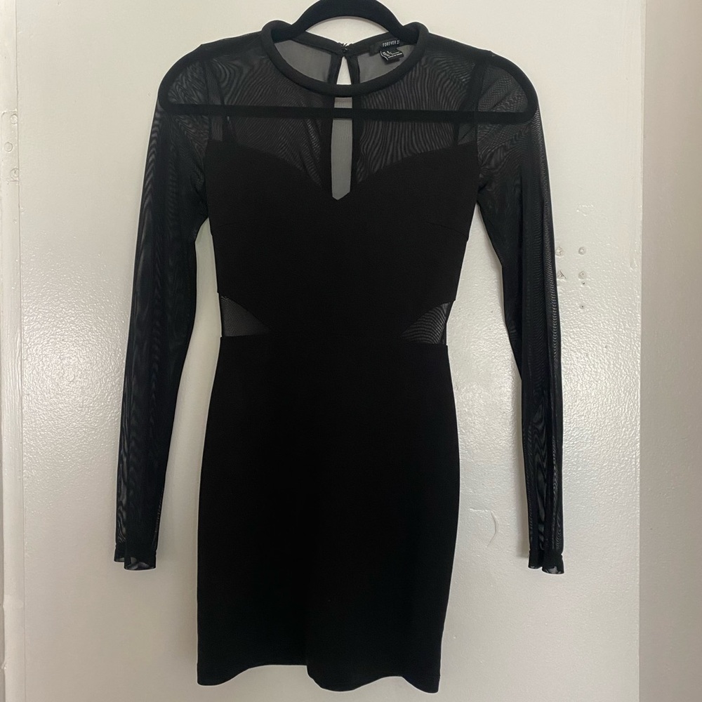 2000’s Y2K black, cut out, mesh, body con mini dress